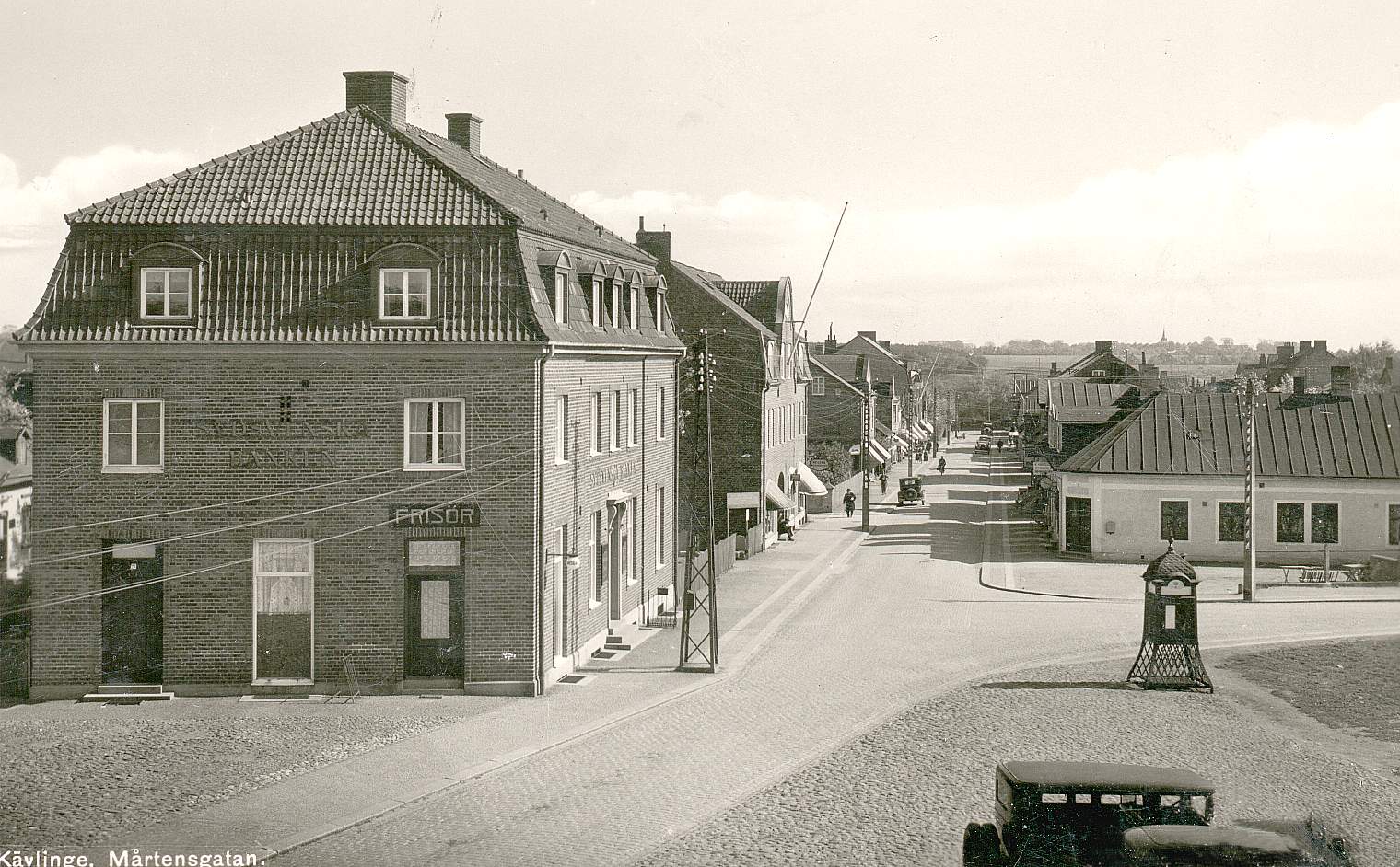 Svartvitt foto på Mårtensgatan norrifrån, tidigt 1900-tal.