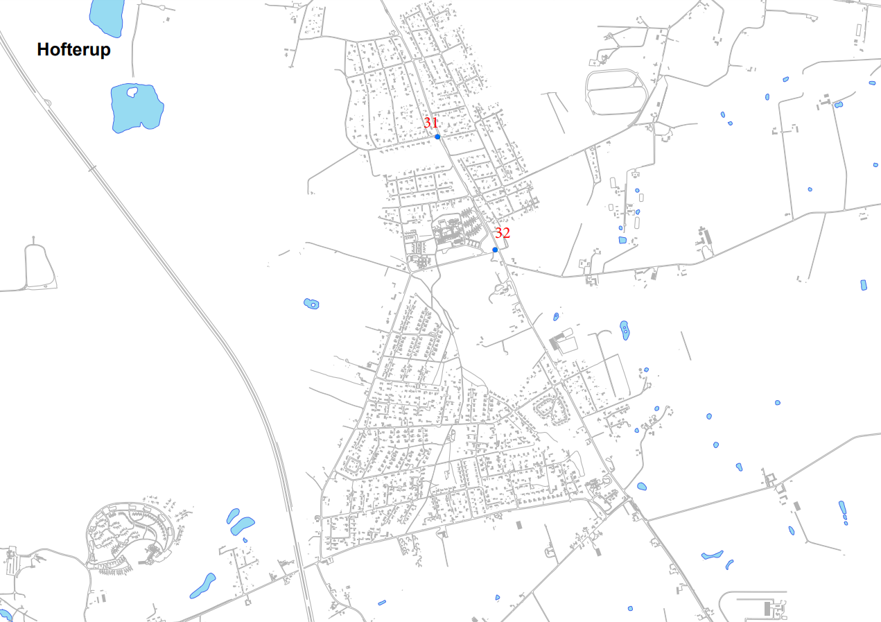 Karta över godkända platser för affischering i Hofterup