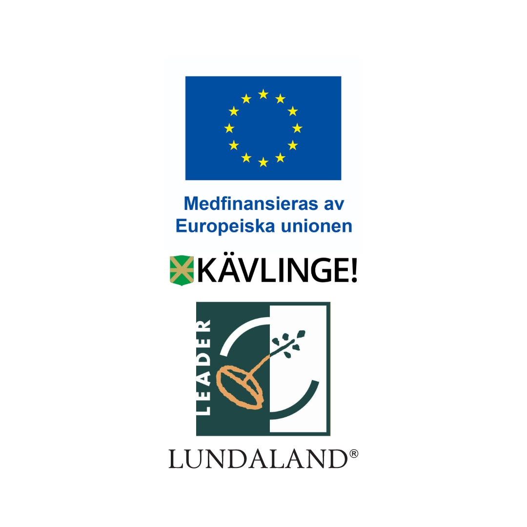 Logotyper för EU, Leader Lundaland och Kävlinge kommun 