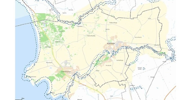 Karta över strandskydd i Kävlinge kommun